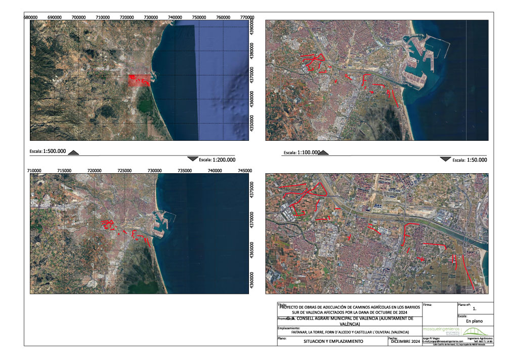 Situación y emplazamiento caminos DANA